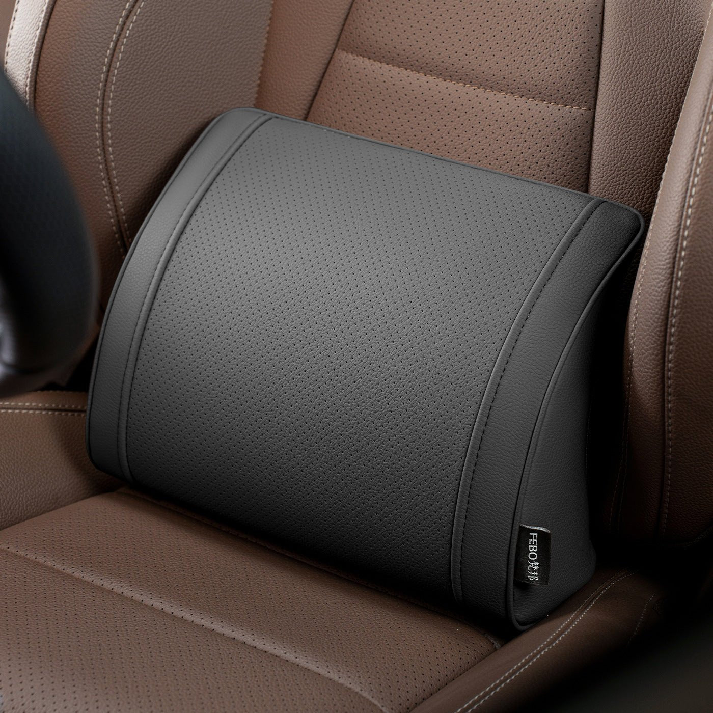 Luxury leather custom car headrest, car neck pillow, car seat lumbar cushion